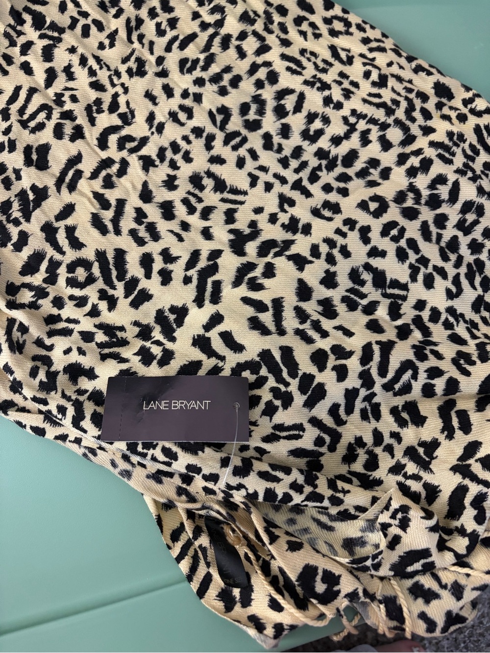Lane Bryant NWT Leopard Print Scarf Tan Black Animal Fringed